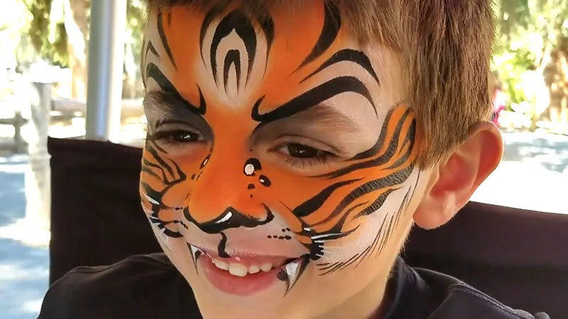 Easy Tiger Face Painting Tutorial for Kids
