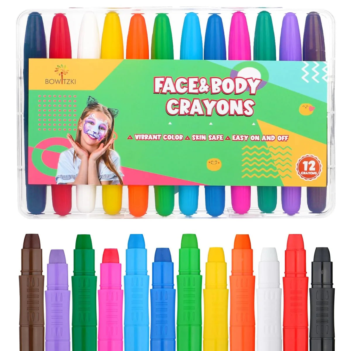 12 Colors Face Paint Crayons Sticks for Kids
