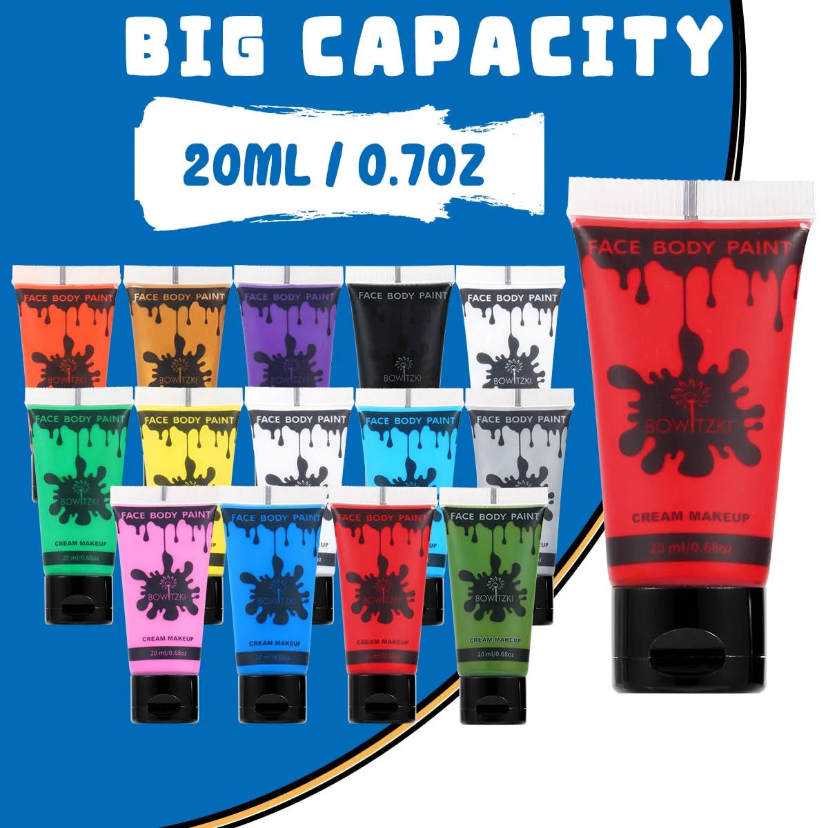 Bowitzki 14 Colors Water Based Face Body Paint Set Cream Makeup 20ml