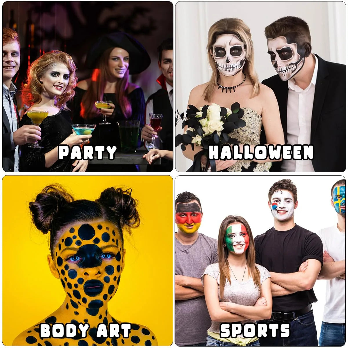 Bowitzki 14 Colors Water Based Face Body Paint Set Cream Makeup 20ml