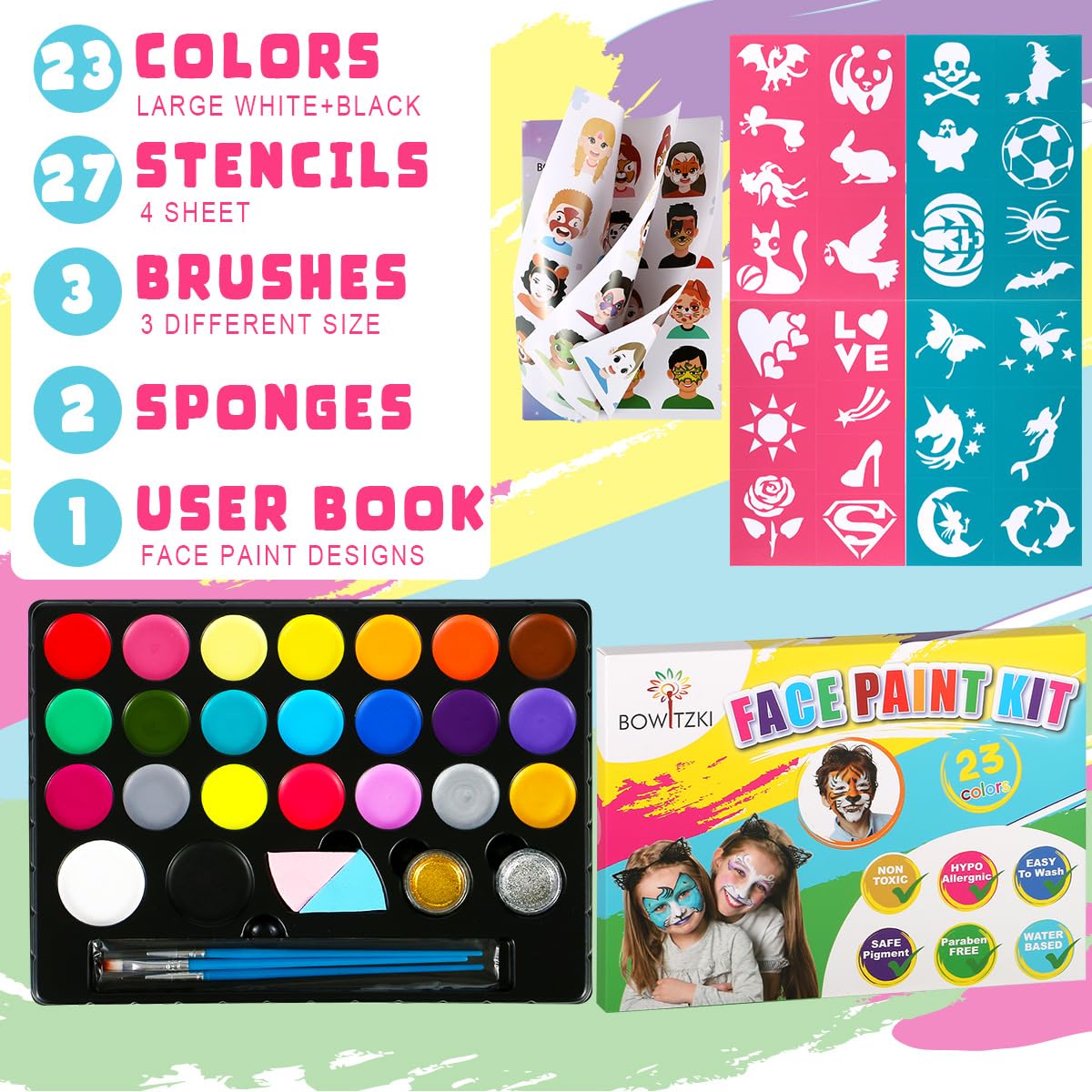 23 Colors Face Paint kit For Kids