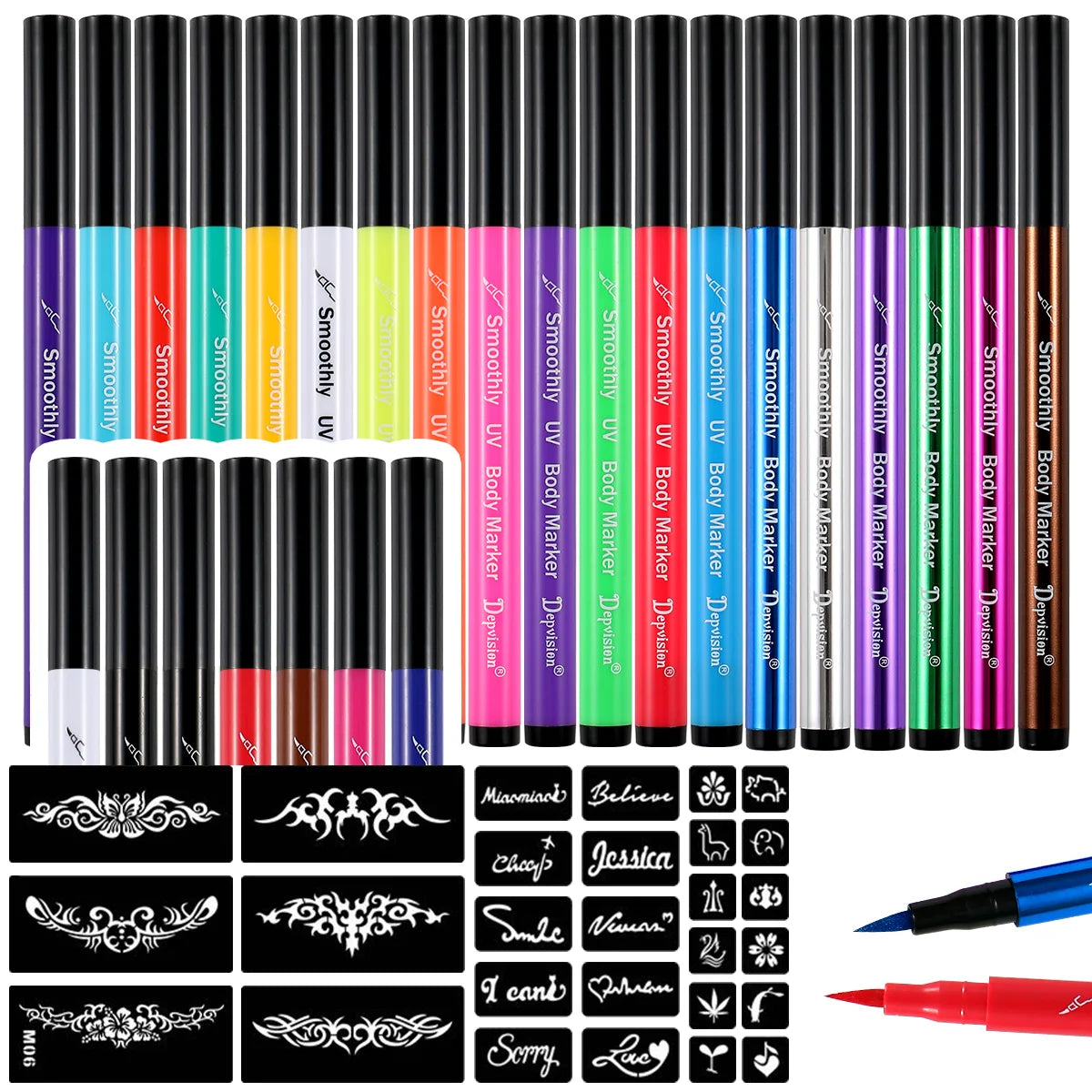 26 Colors Temporary Tattoo Face & Body Paint Markers Kit