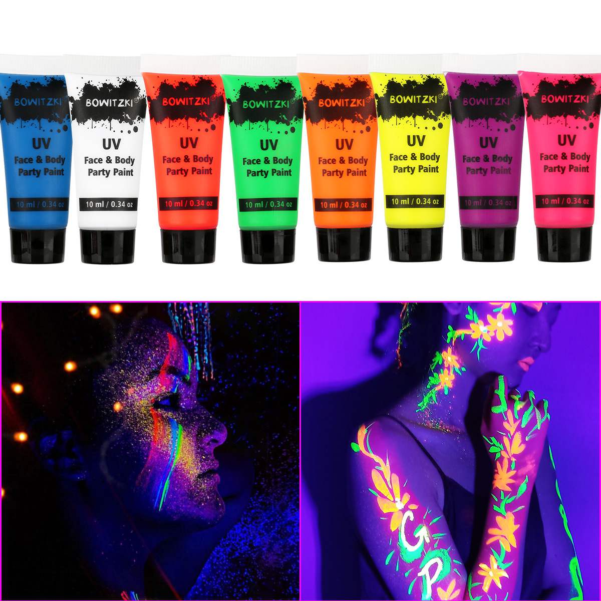 10mlx8 Water Based Cream Neon UV Liquid Face Body Party Paint Kit