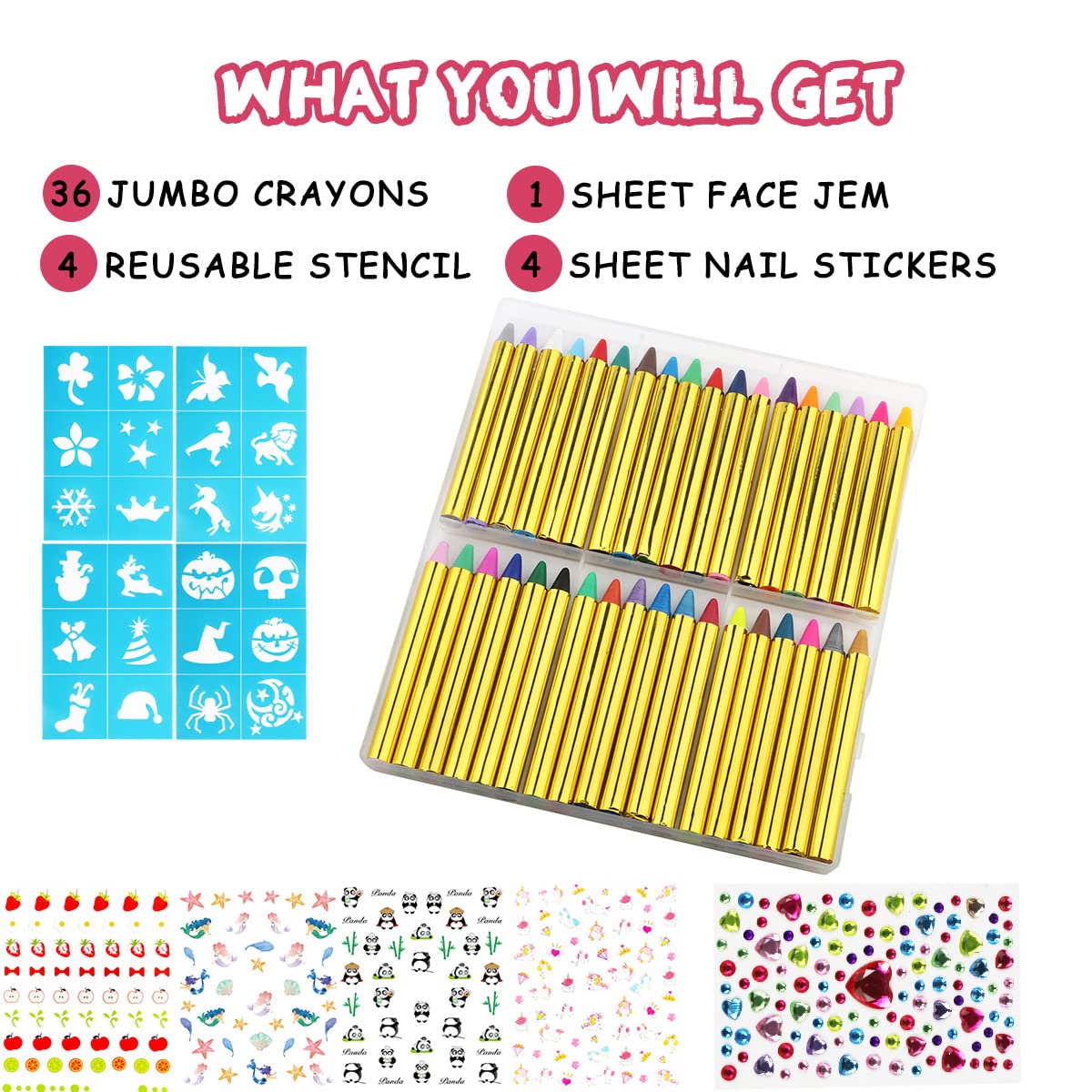 36 Colors Face Paint Crayons for Kids