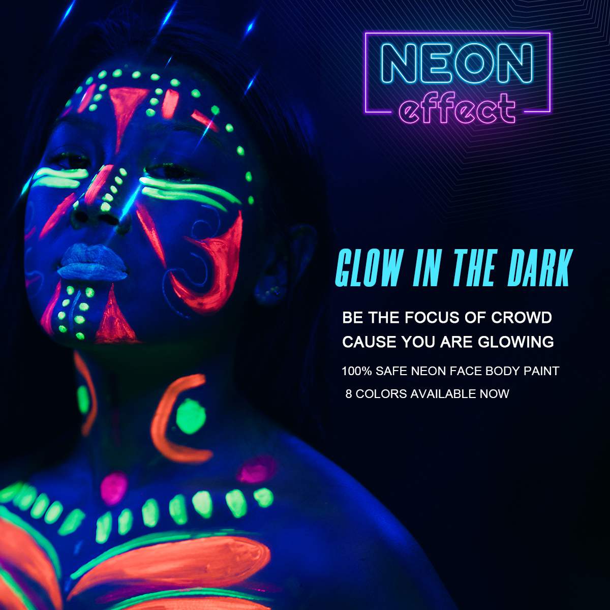 10mlx8 Water Based Cream Neon UV Liquid Face Body Party Paint Kit