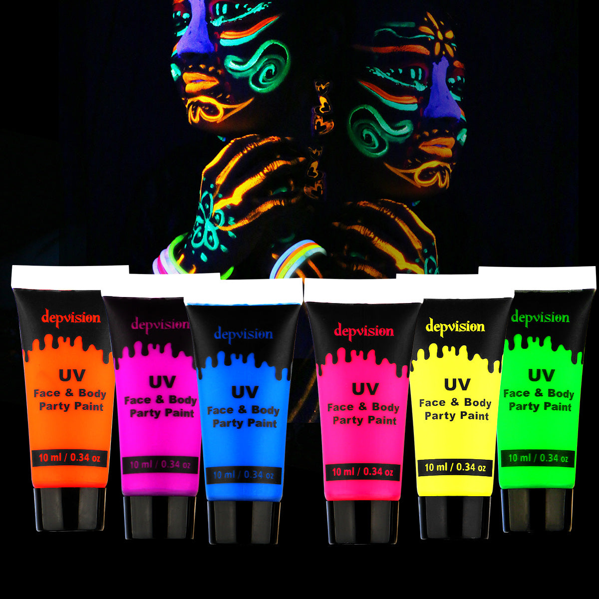 10mlx6 Water Based Cream Neon UV Liquid Face Body Party Paint Kit