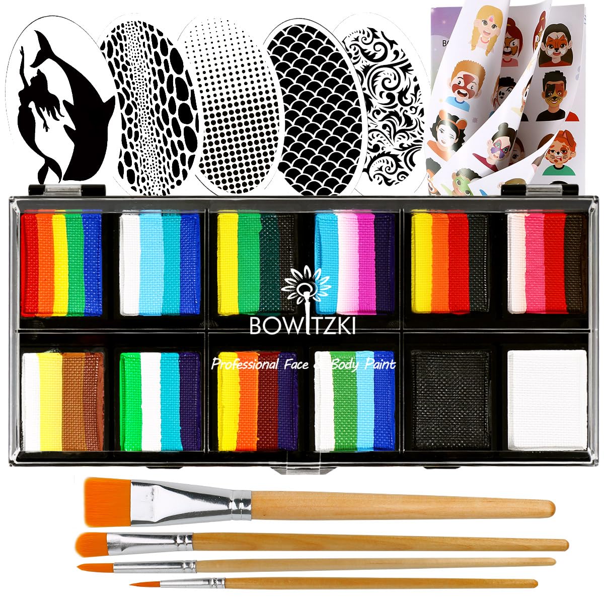 Professionelles One Stroke Gesichtsbemalungsset _ Regenbogenexplosion
