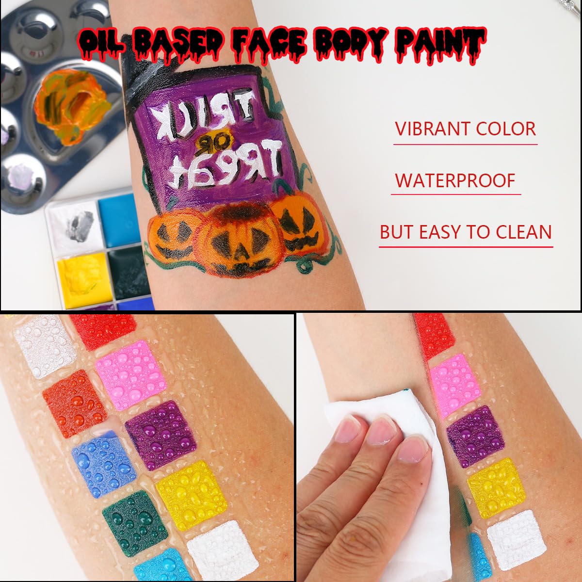 SFX Makeup Halloween Kit with Oil Face Paint Stage Blood Skin Wax Charred Ash Powder