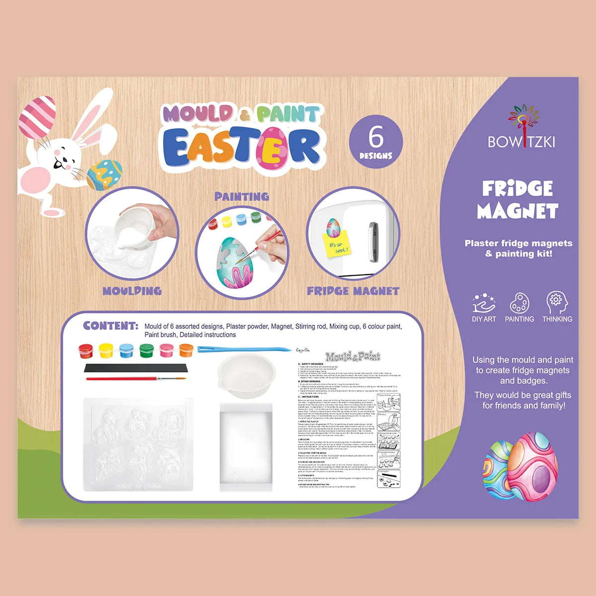 Easter Plaster Mould Paint Fridge Magnet Kit for Kids