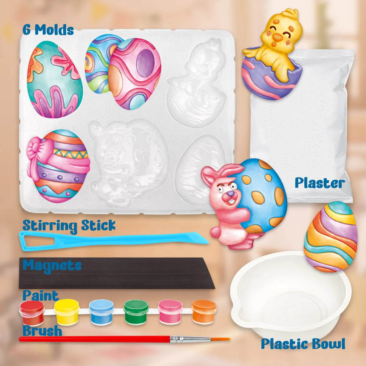 Easter Plaster Mould Paint Fridge Magnet Kit for Kids3