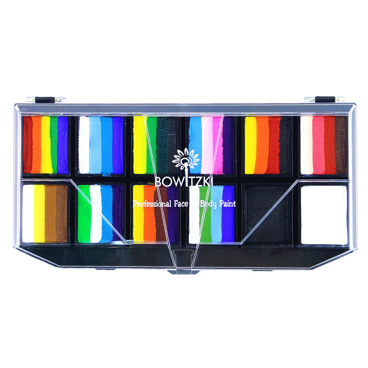 Paleta profesional de explosión de arco iris de pintura facial de un trazo