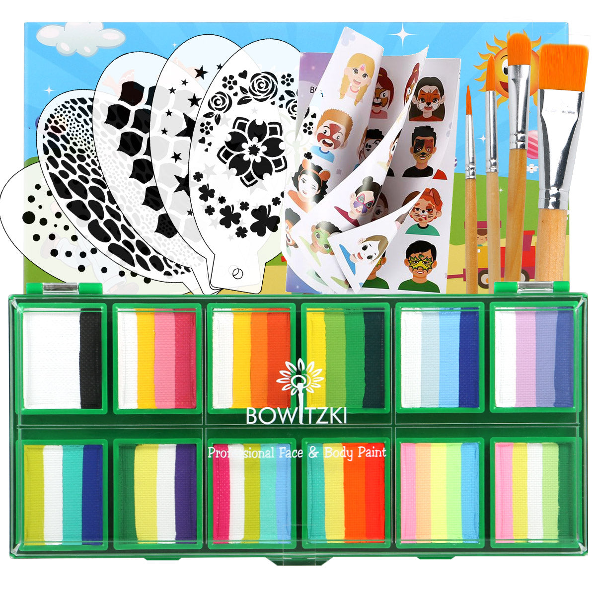 Professional One Stroke Face Paint Kit _ Green