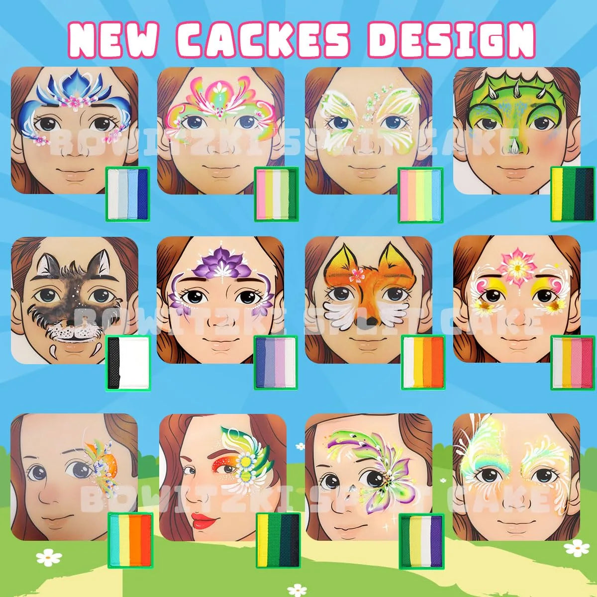 Professional One Stroke Face Paint Kit _ Green