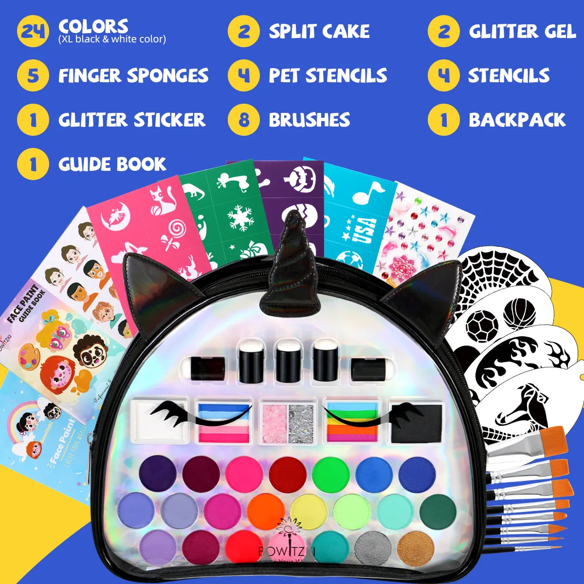 Unicorn Face Paint Kit for Kids - Black