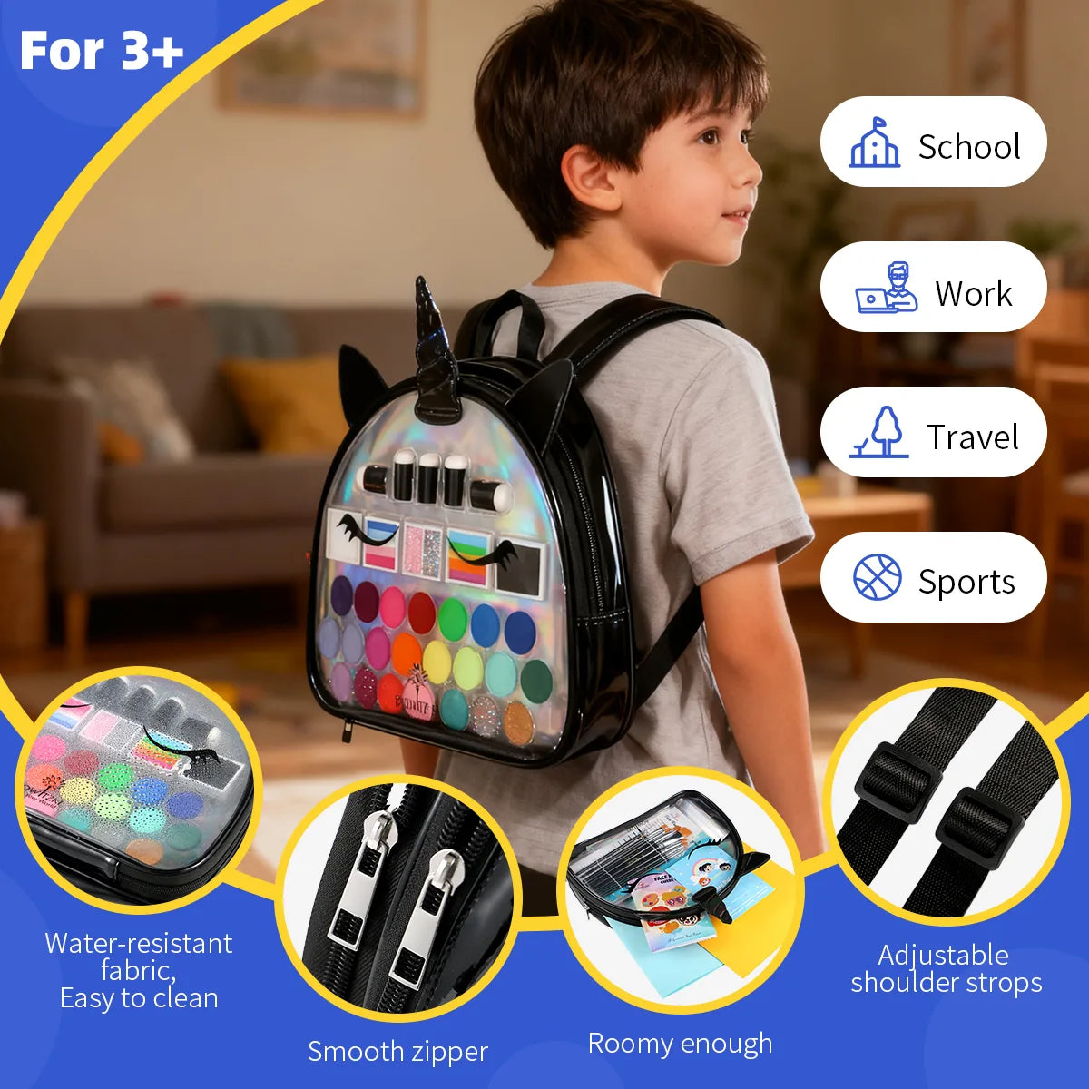 Unicorn Face Paint Kit for Kids - Black