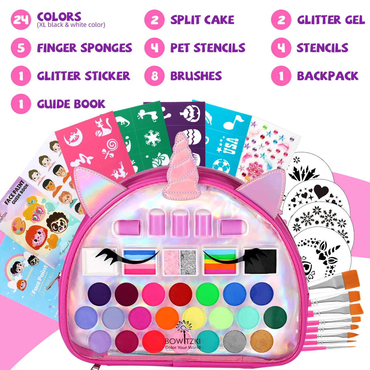 Unicorn Face Paint Kit for Kids - Pink