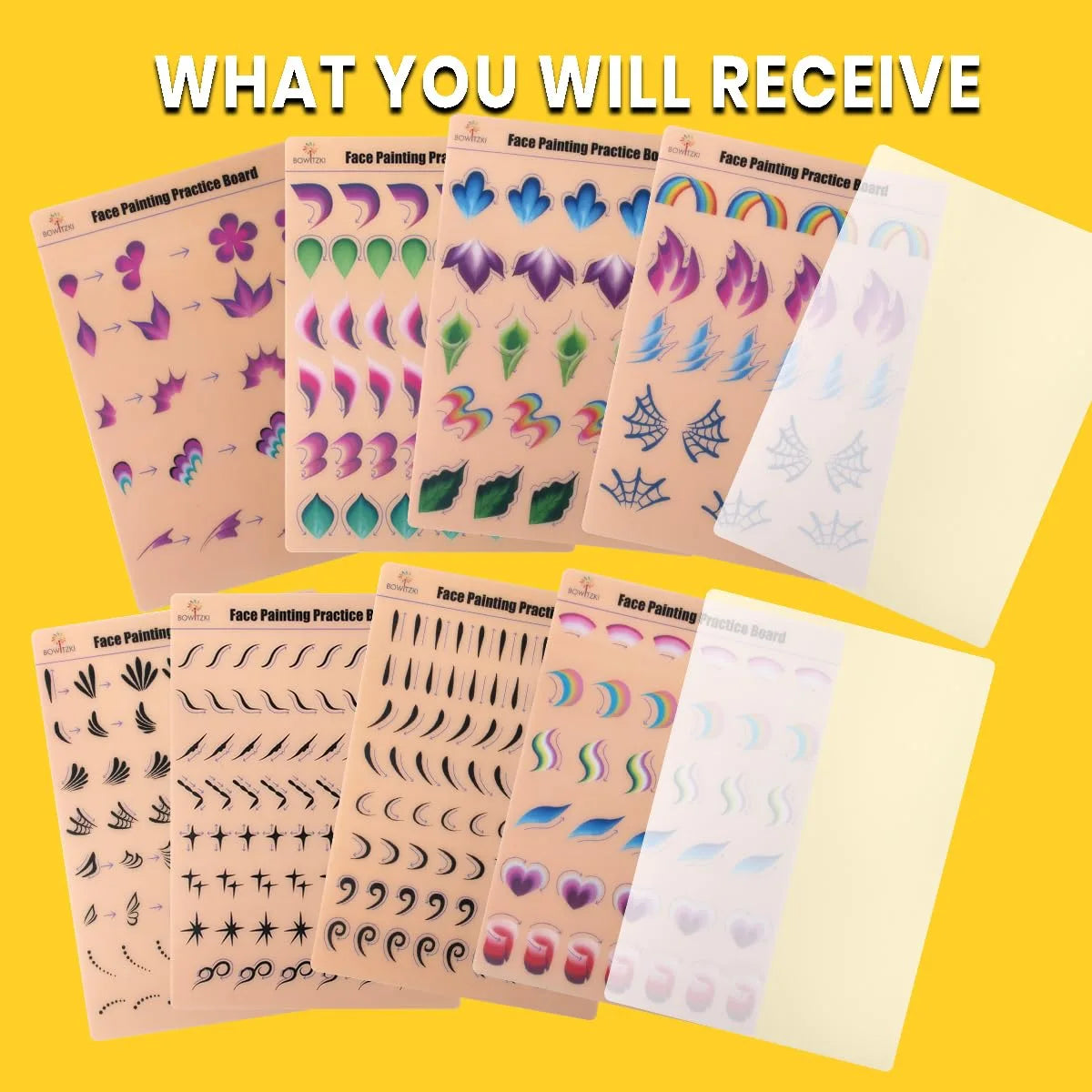 10pcs Reusable Face Painting Practice Board