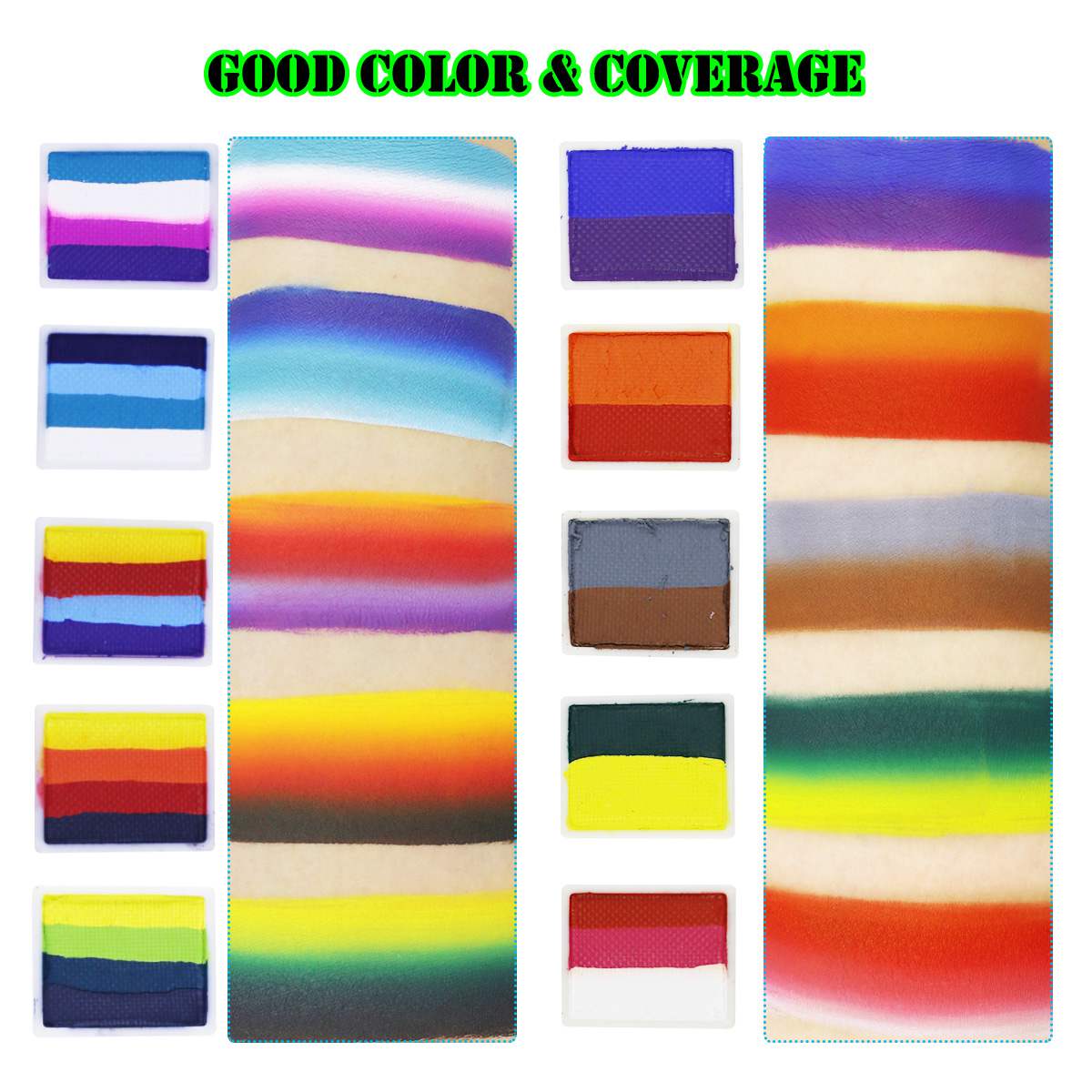 Kit profesional de pintura facial de paleta de pasteles divididos de arcoíris para niños