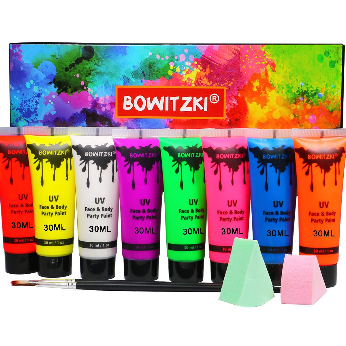 30mlx8 Water Based Cream Neon UV Liquid Face Body Party Paint Kit
