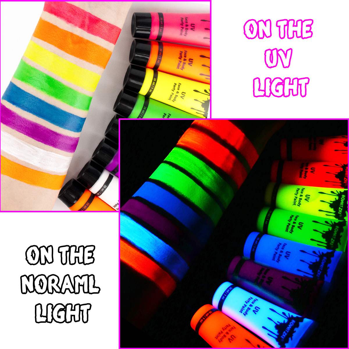 30mlx8 Water Based Cream Neon UV Liquid Face Body Party Paint Kit