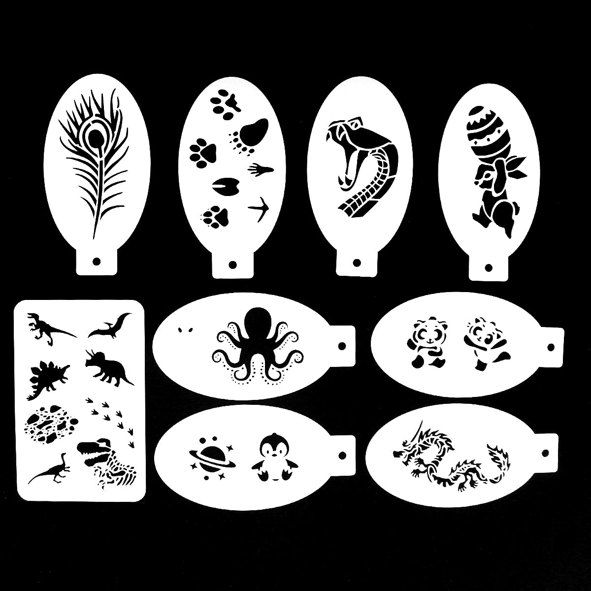 9pcs Reusable Face Paint Stencils