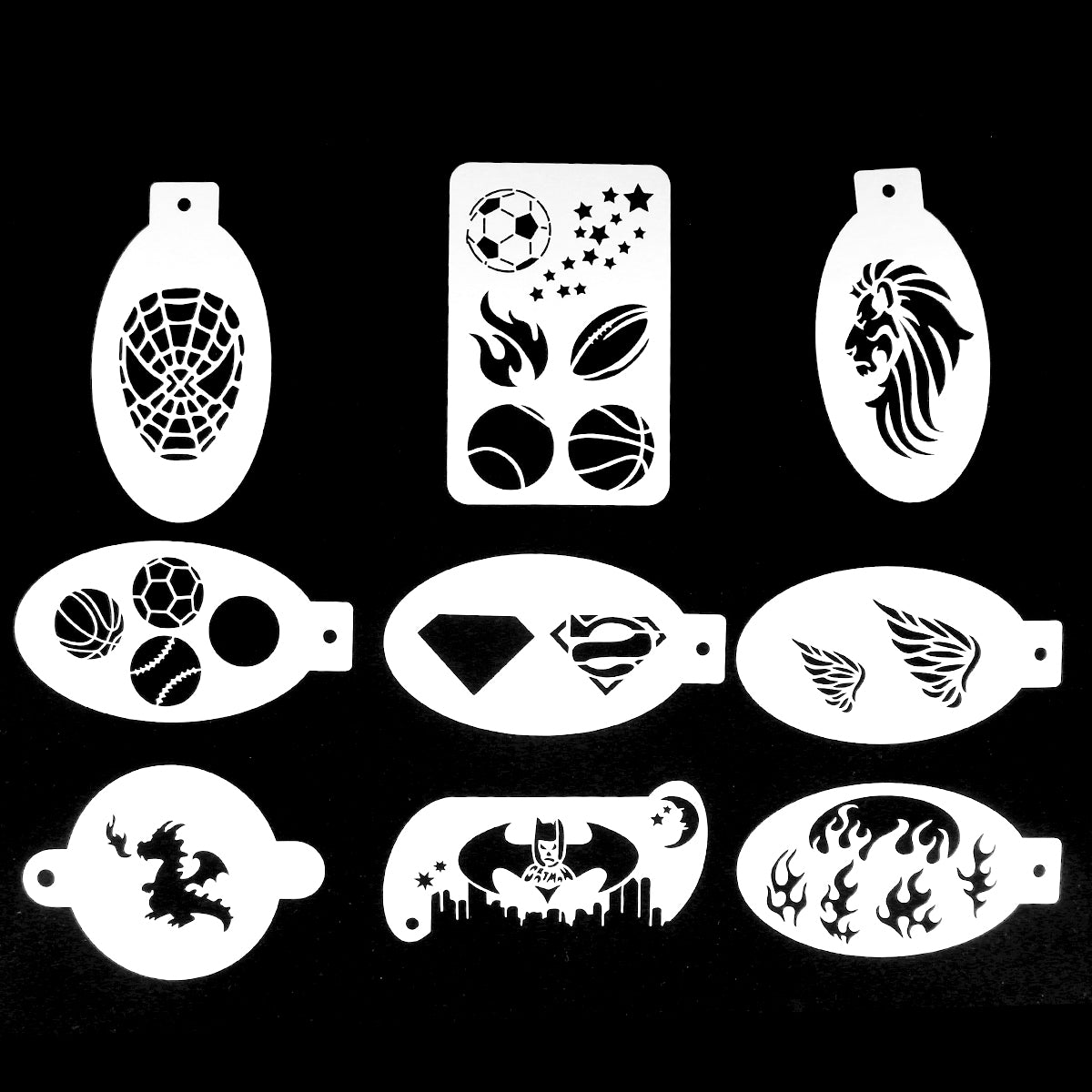 9pcs Reusable Face Paint Stencils