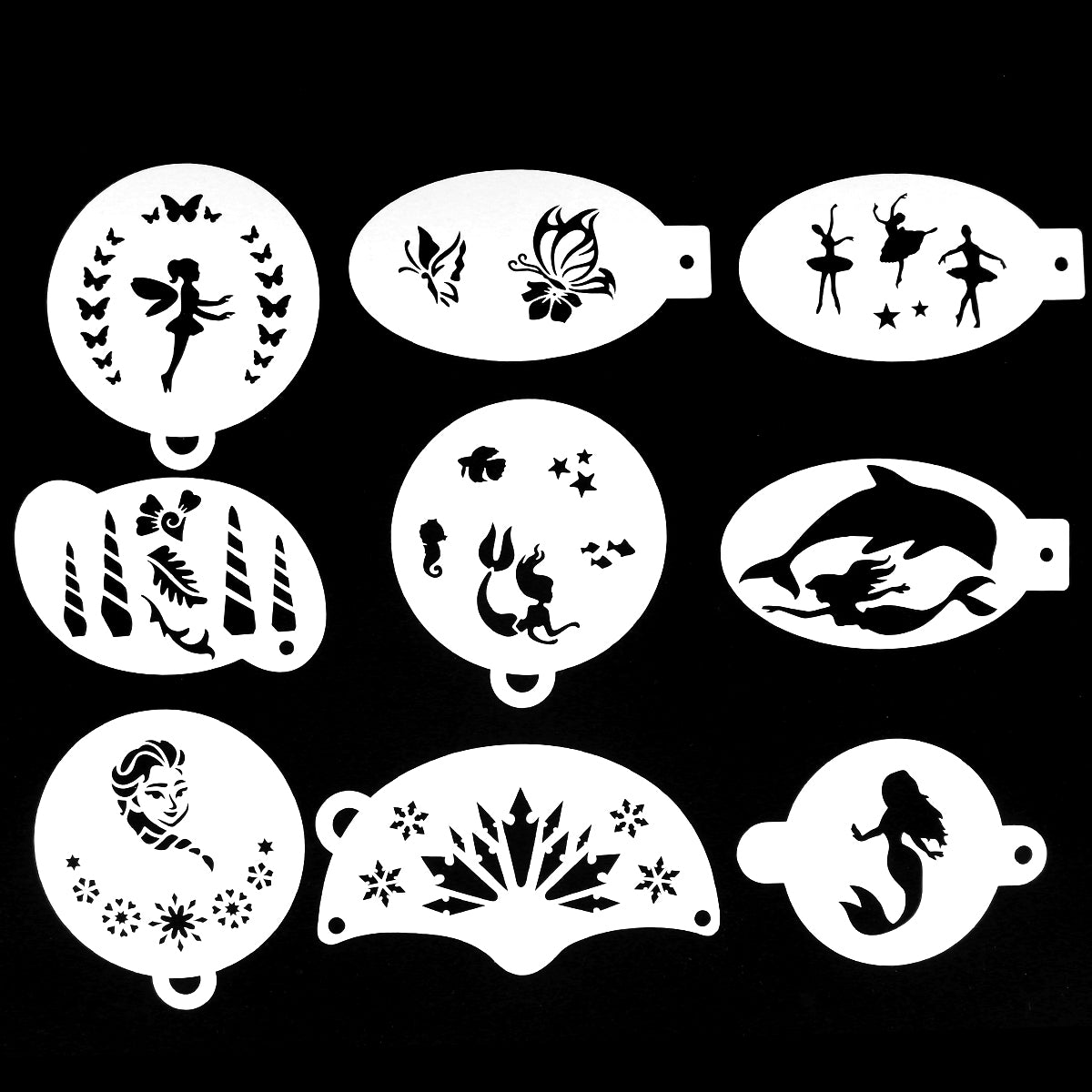 9pcs Reusable Face Paint Stencils