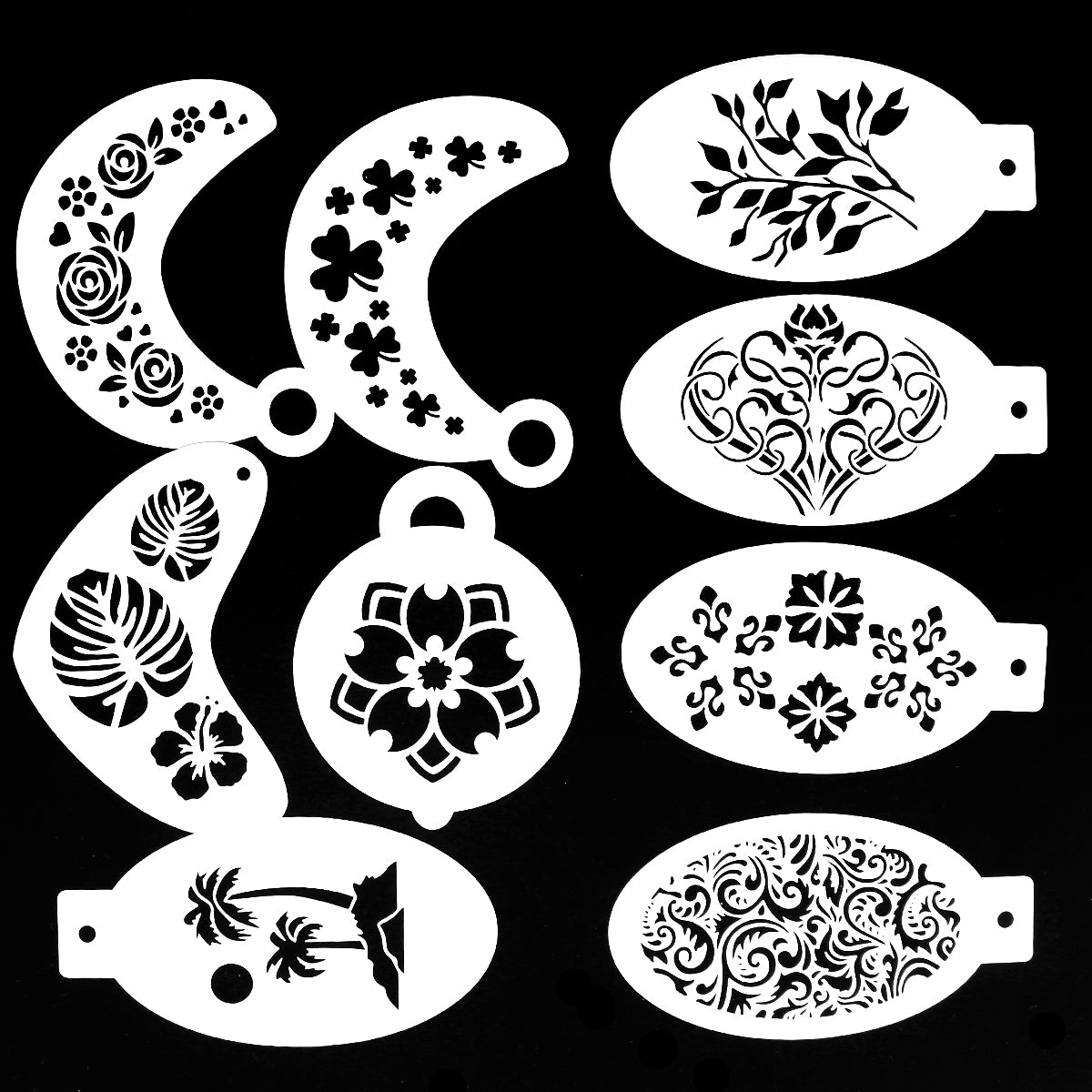 9pcs Reusable Face Paint Stencils