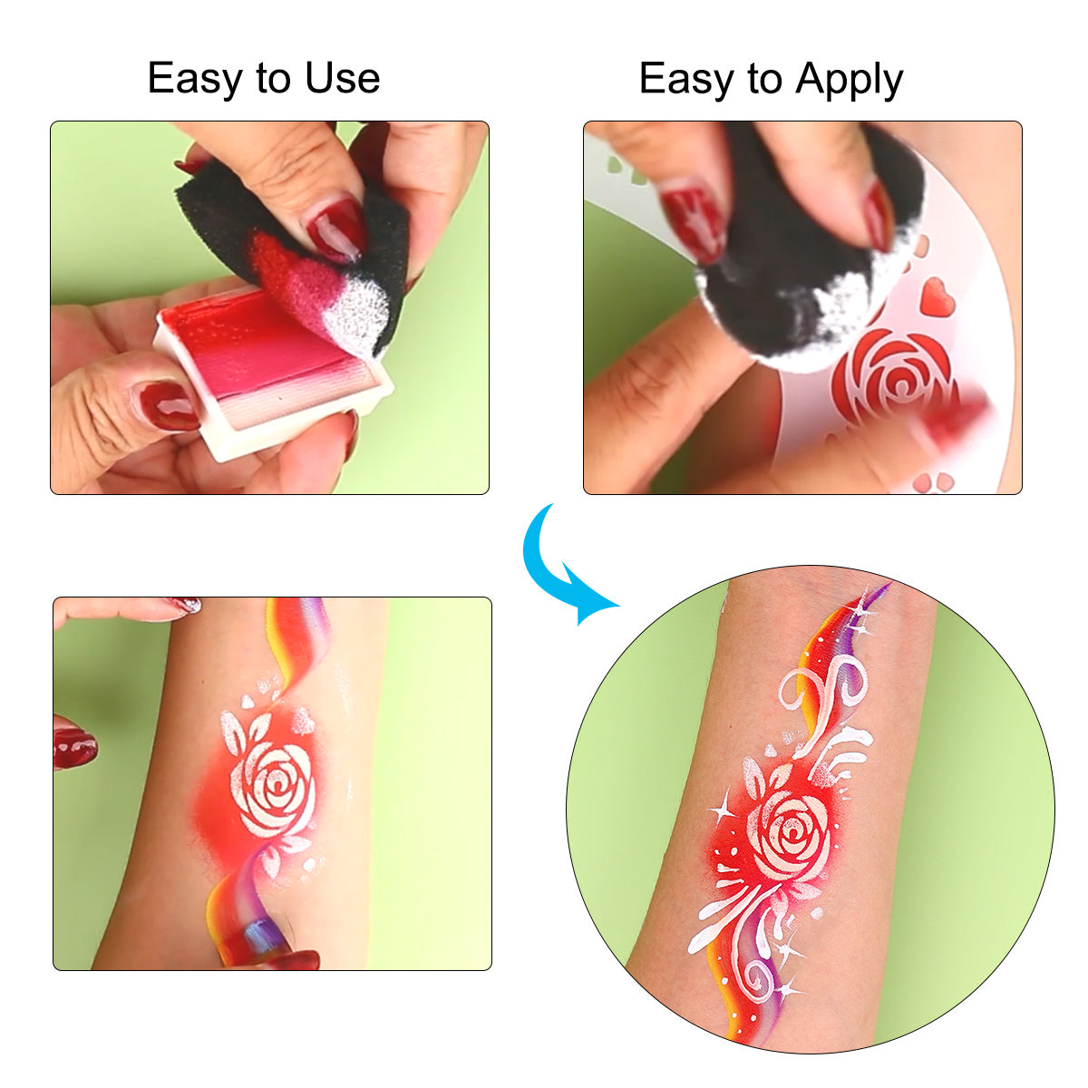 3 pcs/ 6pcs Face Paint Sponges Petals Black High for Art Work and Body Paint