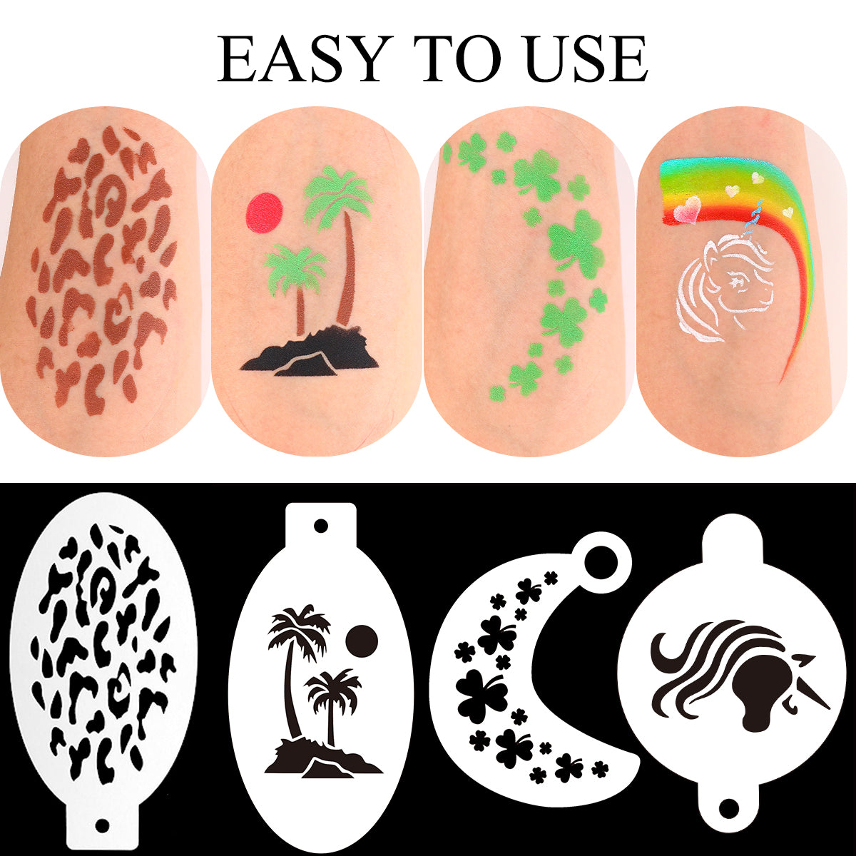 9pcs Reusable Face Paint Stencils