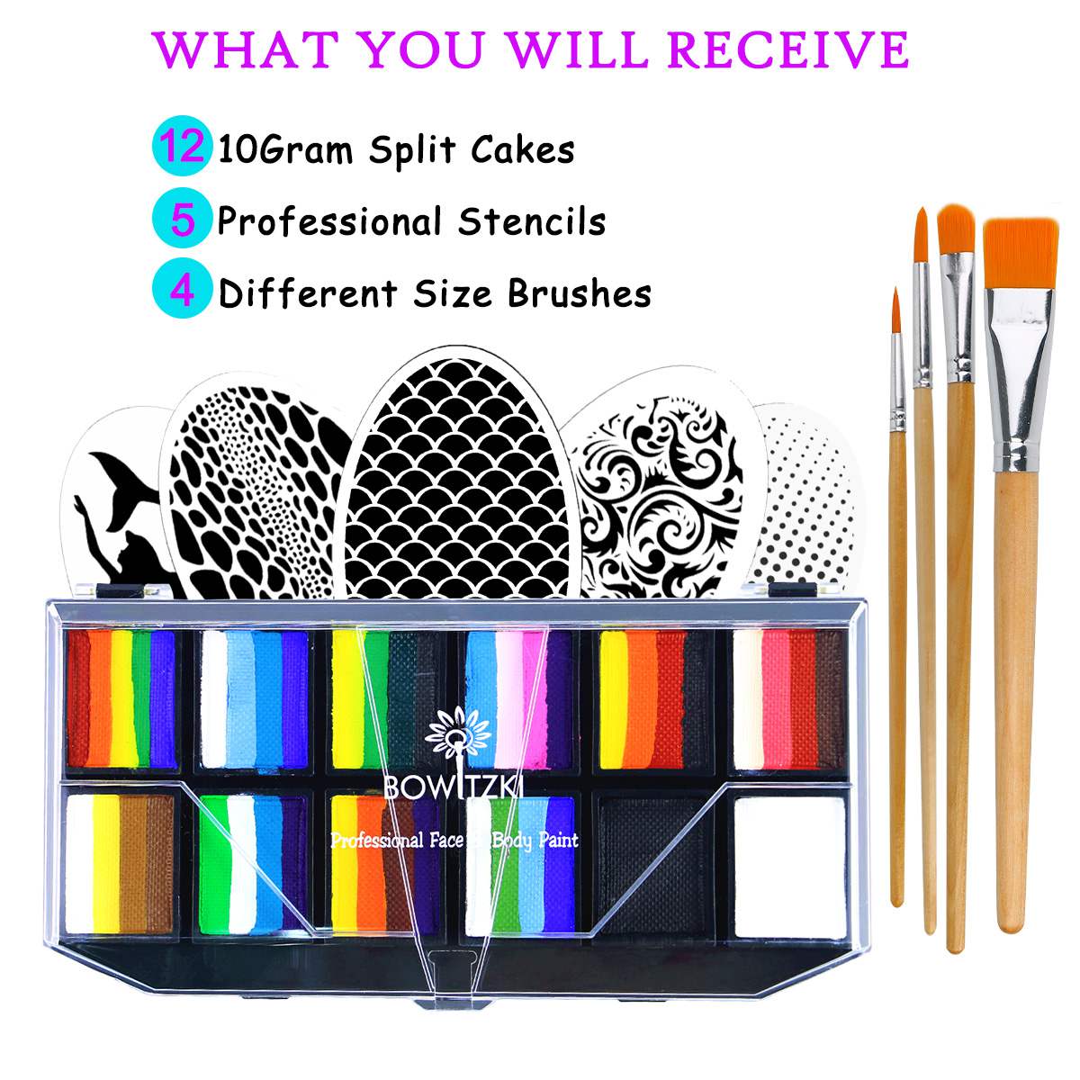 Professionelles One Stroke Gesichtsbemalungsset _ Regenbogenexplosion