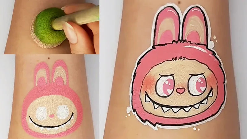 A Pink Labubu Face Paint Drawing | Easy Step-by-Step Tutorial – Bowitzki