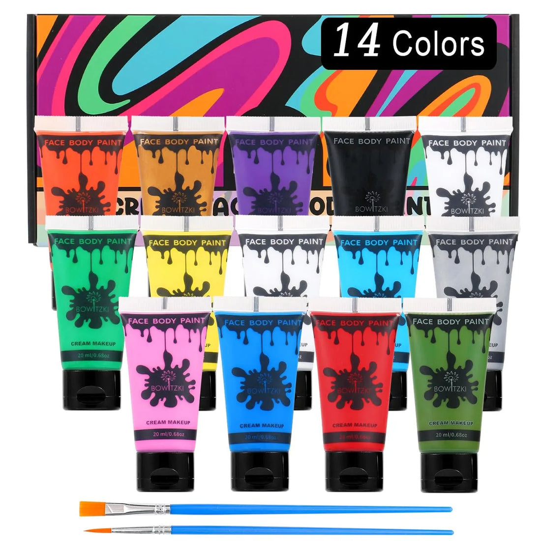 Bowitzki 14 Colors Water Based Face Body Paint Set Cream Makeup 20ml