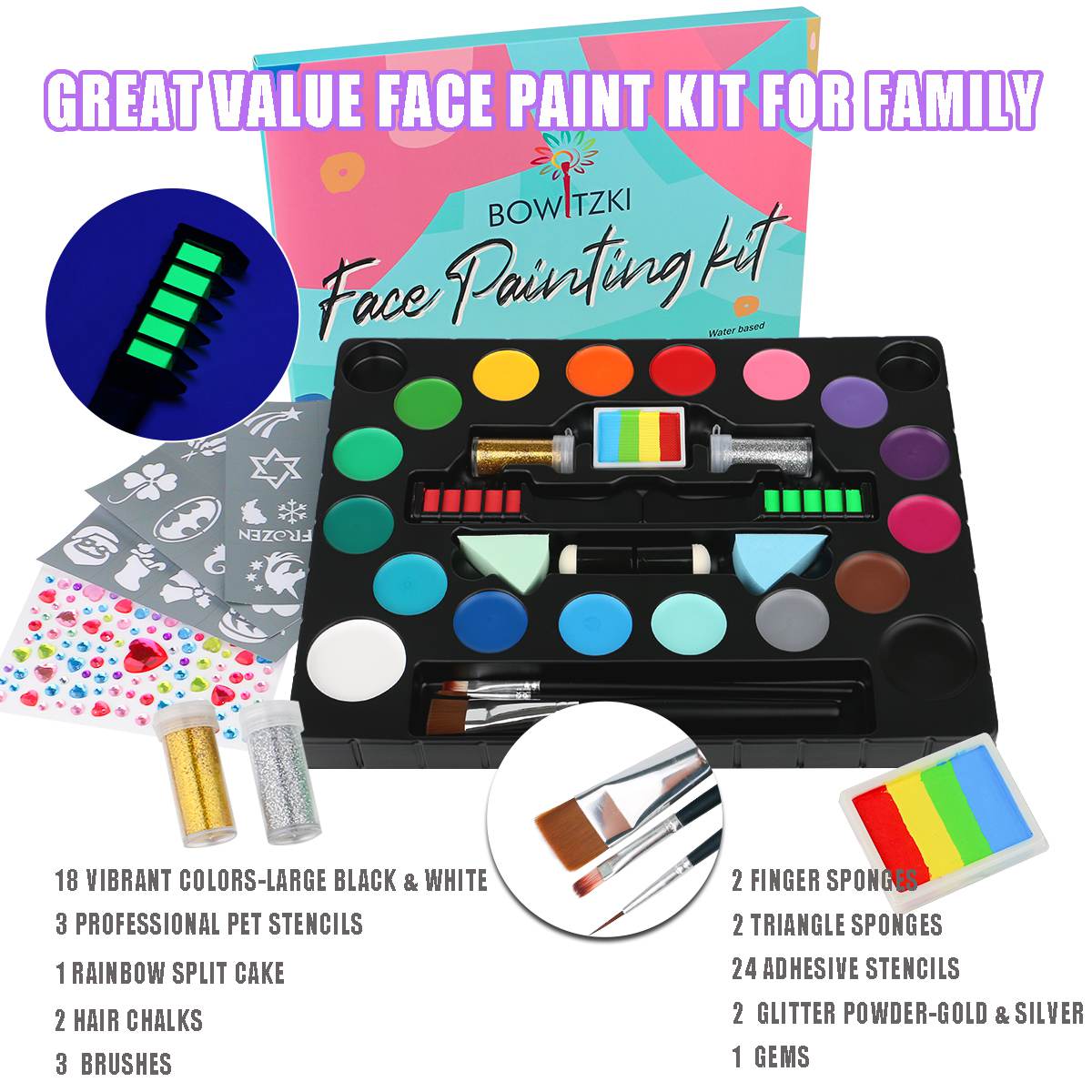 18 Colors Face Paint kit For Kids