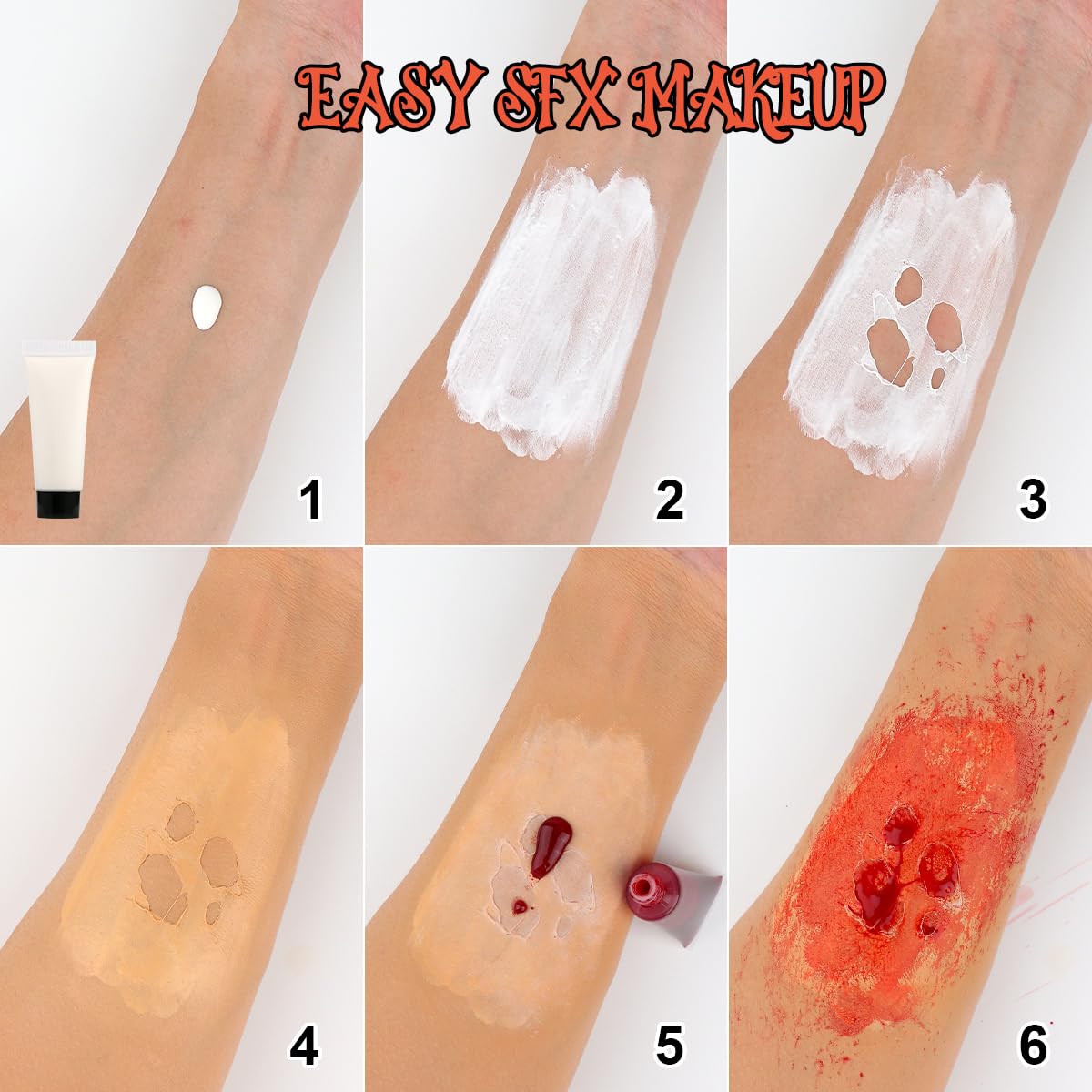 Halloween Makeup Kit with face paint blood liquid latex skin wax