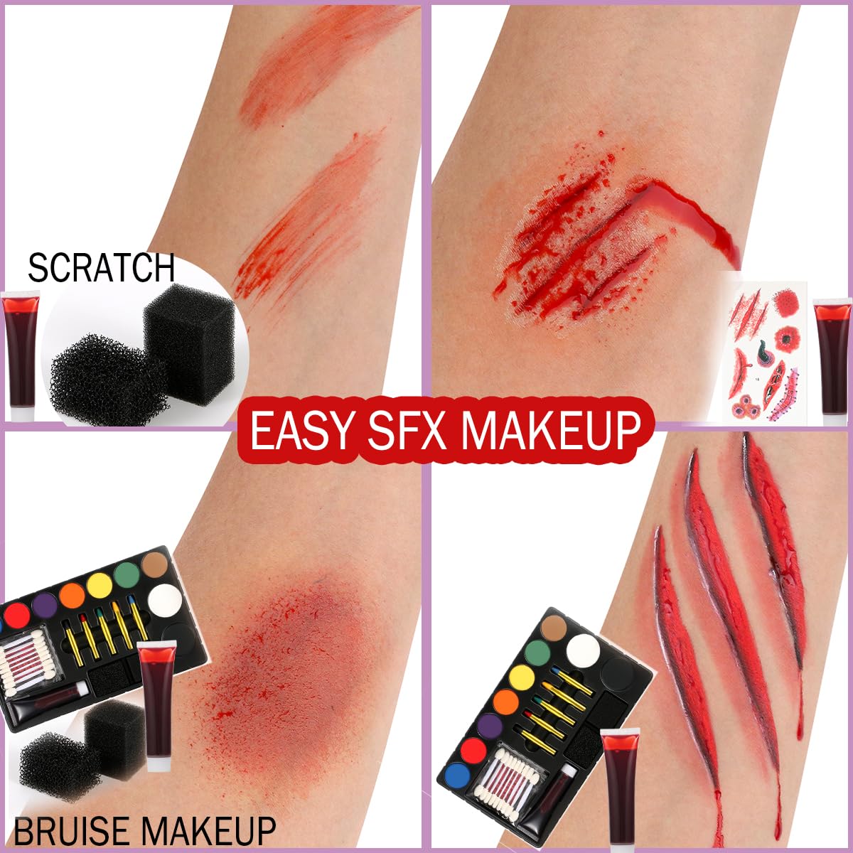 Halloween Makeup Oil Face Paint Kit with Crayon Blood Sponge Face Jewel Scar Sticker