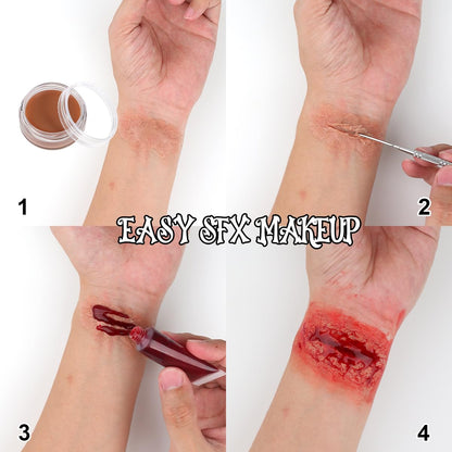 Halloween Makeup Kit with face paint blood liquid latex skin wax