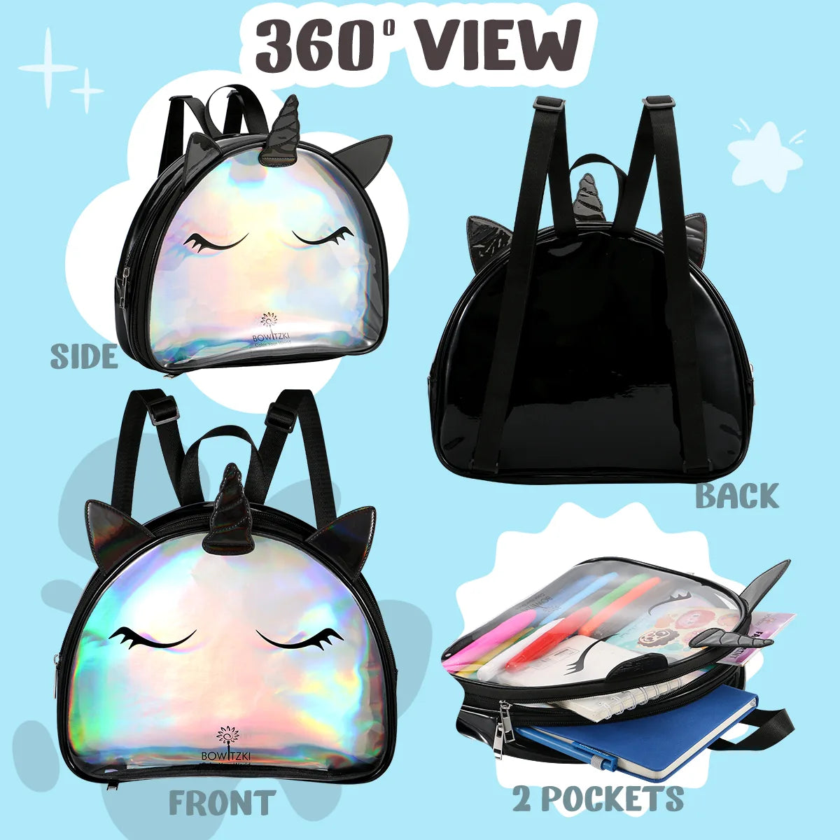 Unicorn Face Paint Bag for Kids - Black