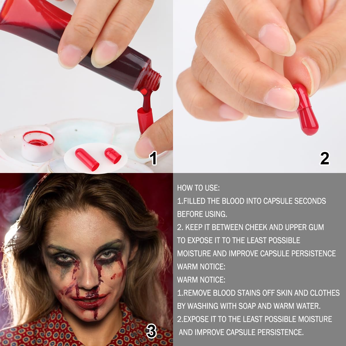 Halloween Makeup Oil Face Paint Kit with Crayon Blood Sponge Face Jewel Scar Sticker