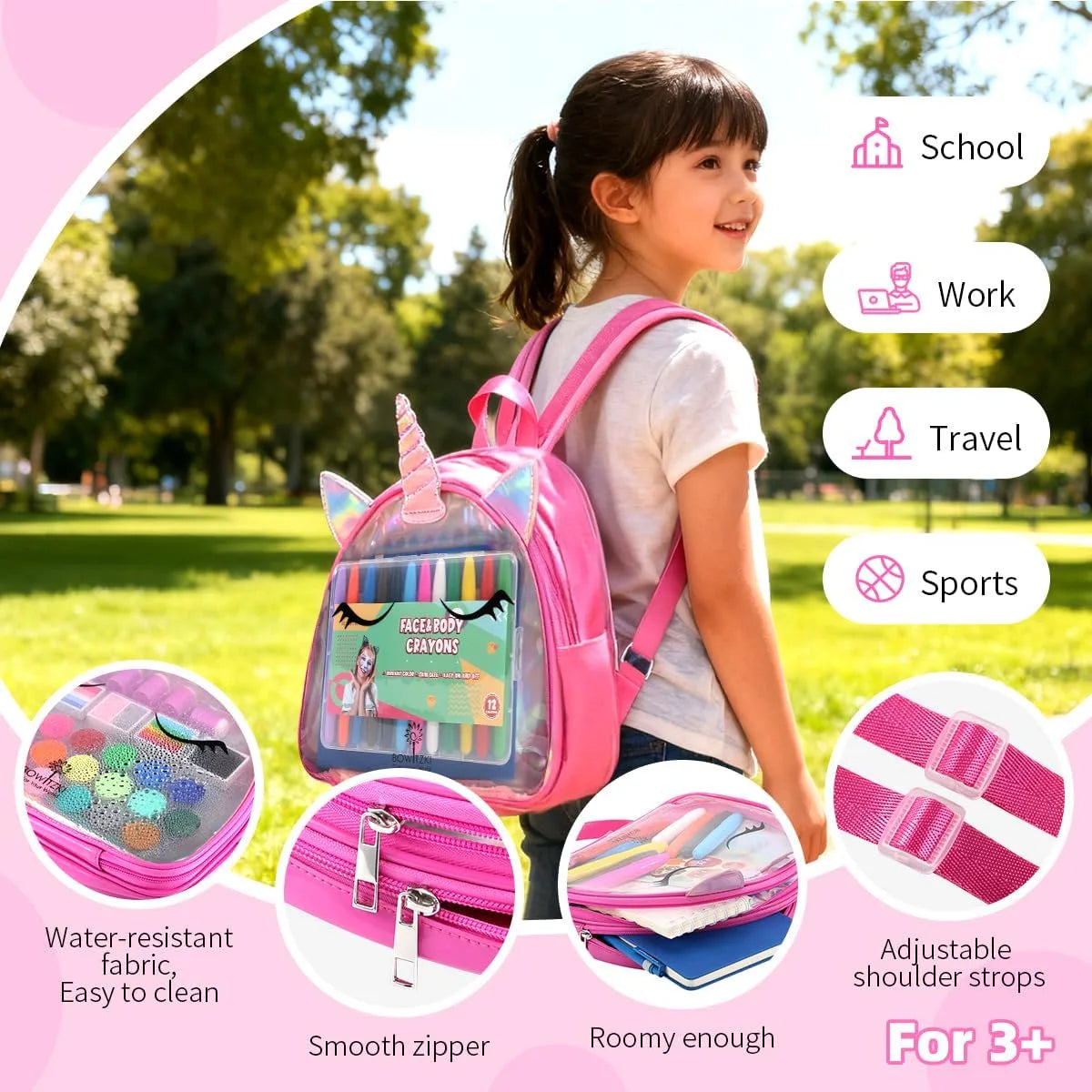 Unicorn Face Paint Bag for Kids - Pink