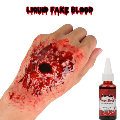 SFX Makeup Halloween Kit mit Ölgesichtsfarbe Bühnenblut Hautwachs verkohltes Aschepulver