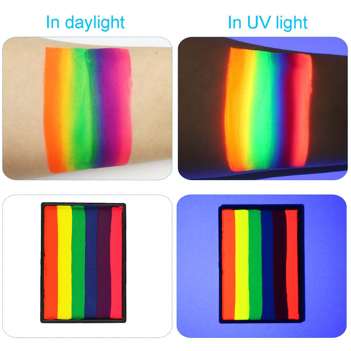 50g Split Cake Face Paint - UV Rainbow