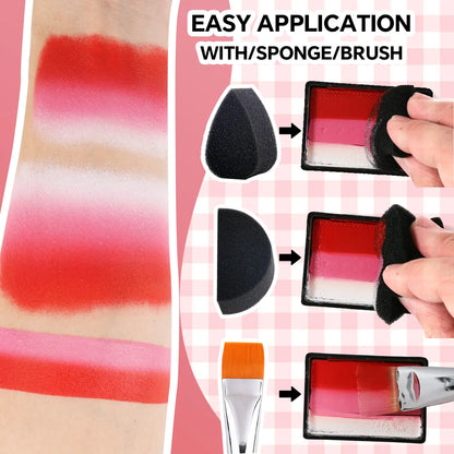 30g One Stroke Split Cake Face Paint - 10 Colors Set