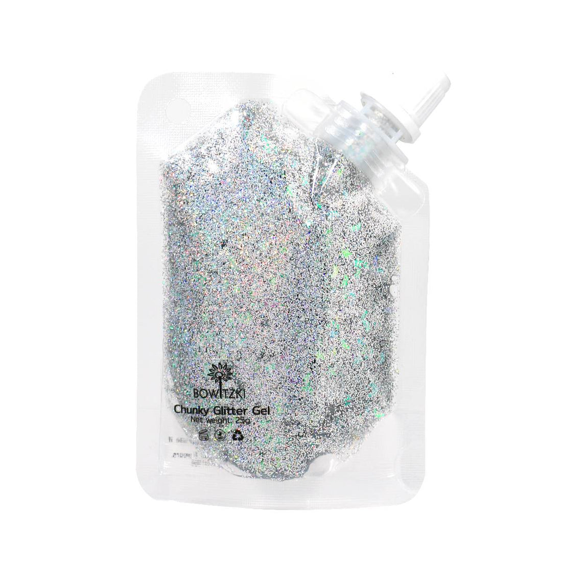 Gel de purpurina gruesa - Plata cromada