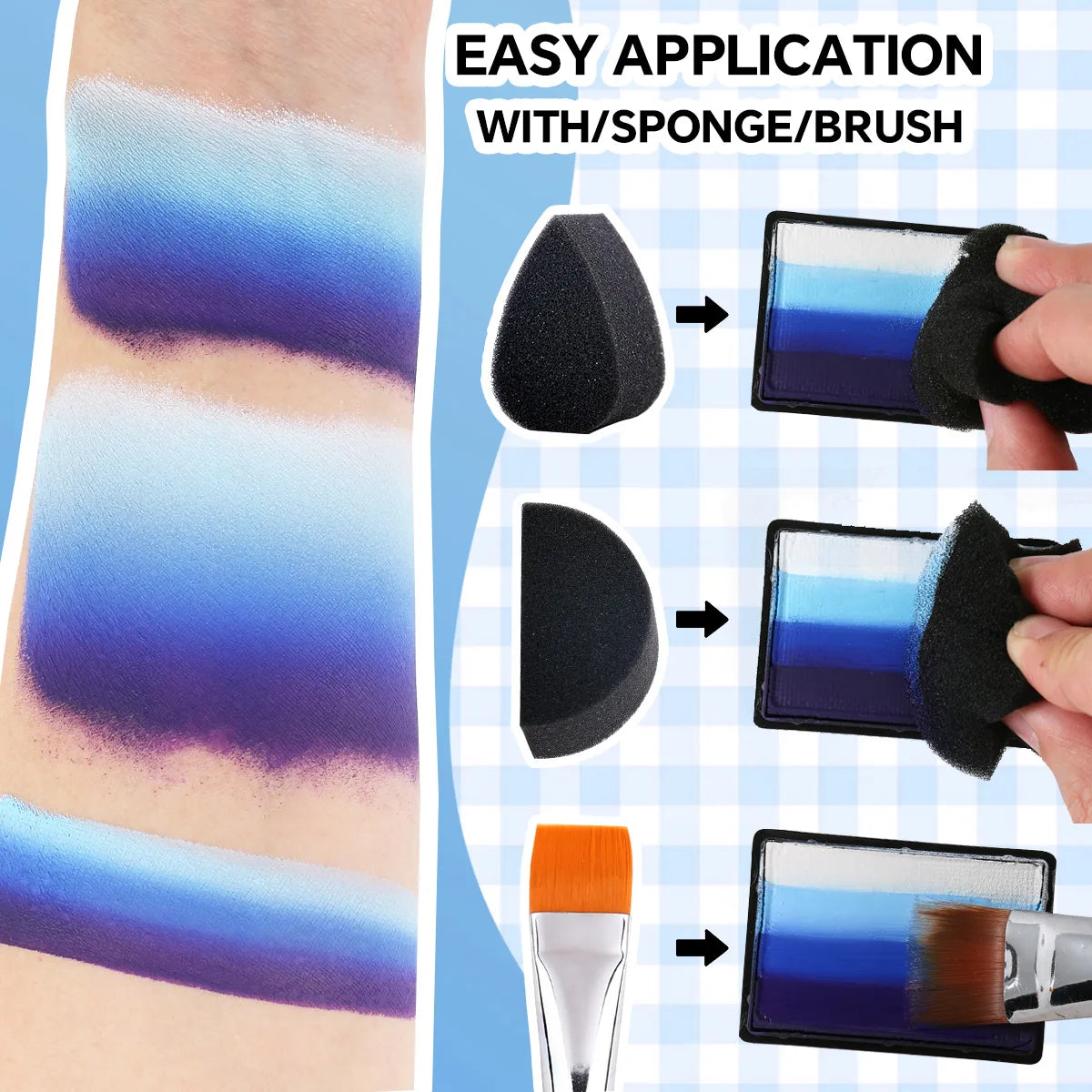 30g One Stroke Split Cake Face Paint - 10 Colors Set