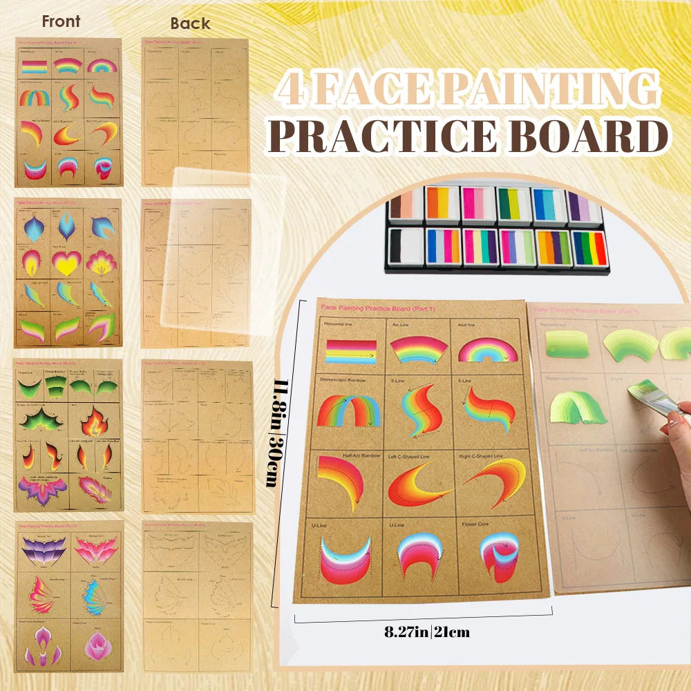 5pcs Reusable Face Painting Practice Board