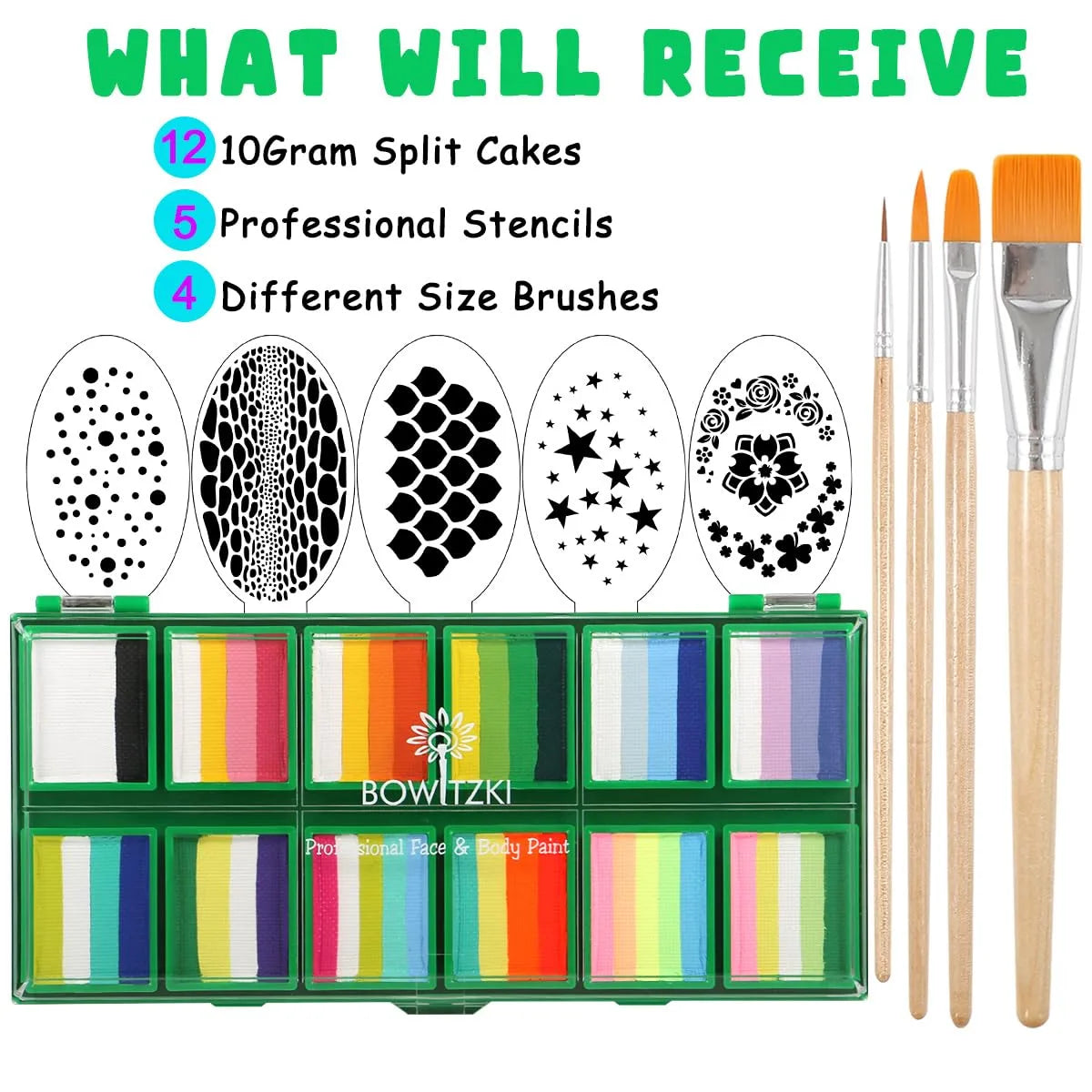 Professional One Stroke Face Paint Kit _ Green