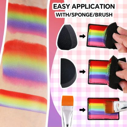 30g One Stroke Split Cake Face Paint - 10 Colors Set