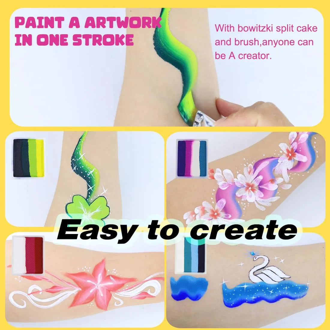 Professional One Stroke Face Paint Kit _ Rainbow Explosion – Bowitzki