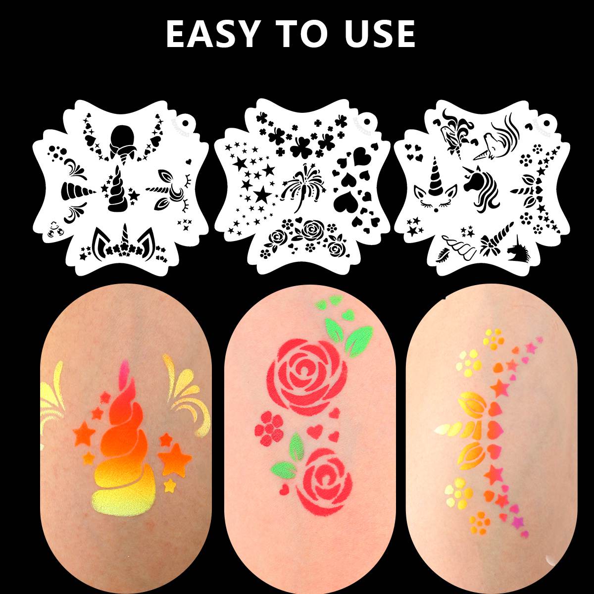 5 in 1 Reusable Face Paint Stencils